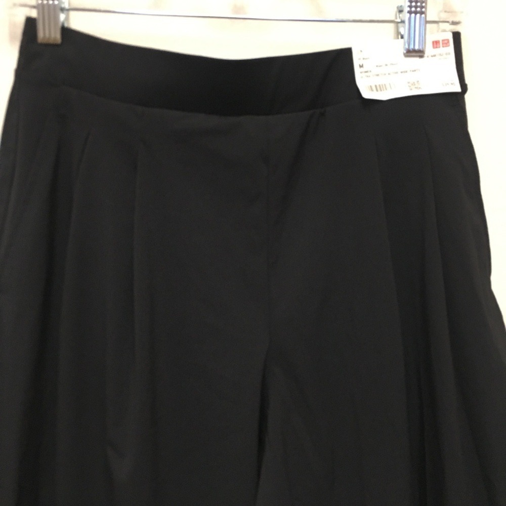 Uniqlo Ultra Stretch Wide Pants Medium Black Athleisure Gorpcore Office Casual - Picture 9 of 13